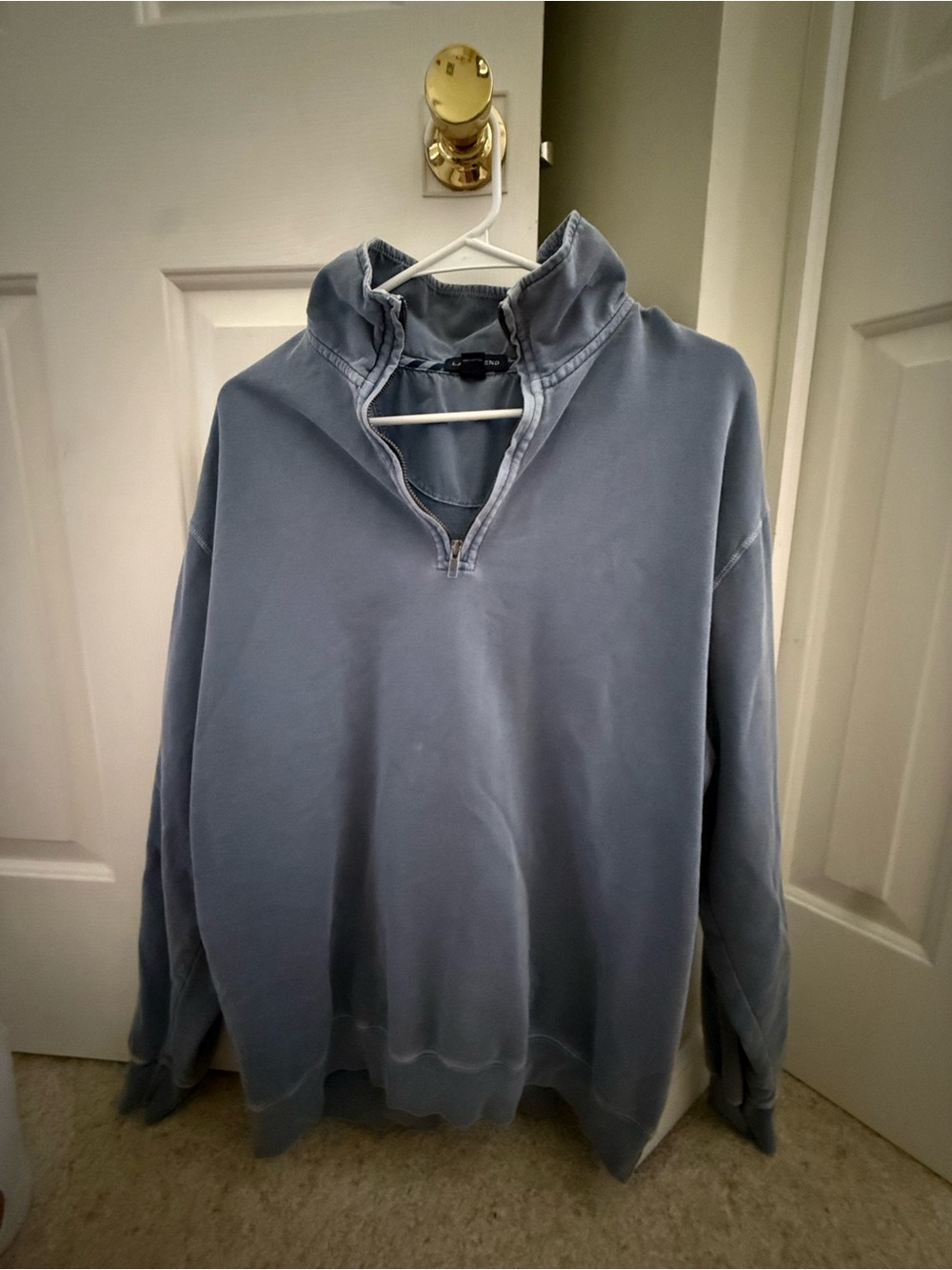 Lands' End Men's Quarter-Zip Pullover in Dusty Blue